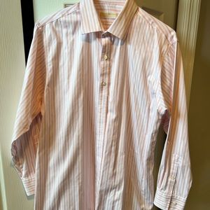 Michael Kohrs mens pink striped dress shirt, 16 1/2 32/33